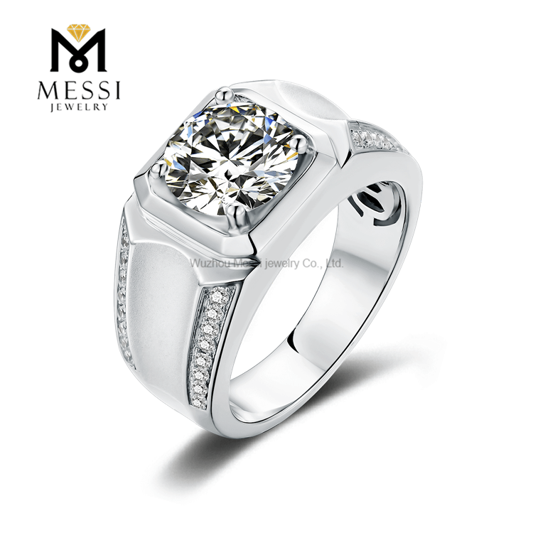 Серебряные кольца с покрытием из белого золота 14 карат 18 карат 9 мм 3-каратное кольцо с муассанитом для мужчин