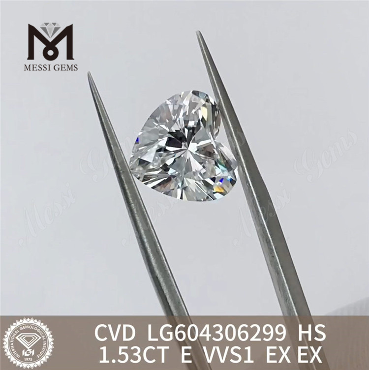 CVD-алмаз 1,53 карата E VVS1 HS, выращенный в лаборатории, оптовая продажа Excellence丨Messigems LG604306299 