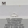 Бриллиант весом 4,82 карата, выращенный в лаборатории D VVS2 ПРЯМОУГОЛЬНОЙ огранки CVD LG597359294 丨Messigems