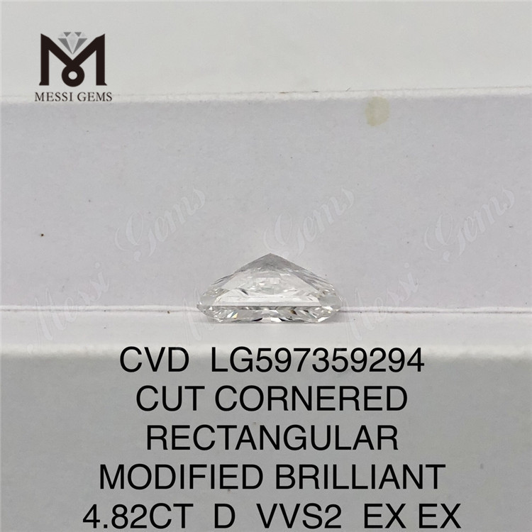 Бриллиант весом 4,82 карата, выращенный в лаборатории D VVS2 ПРЯМОУГОЛЬНОЙ огранки CVD LG597359294 丨Messigems