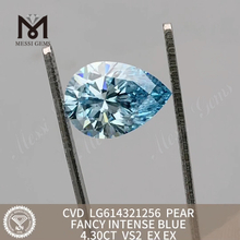 4,30 карата ГРУША, лучшая имитация бриллианта VS2 FANCY INTENSE BLUE丨Messigems CVD LG614321256 