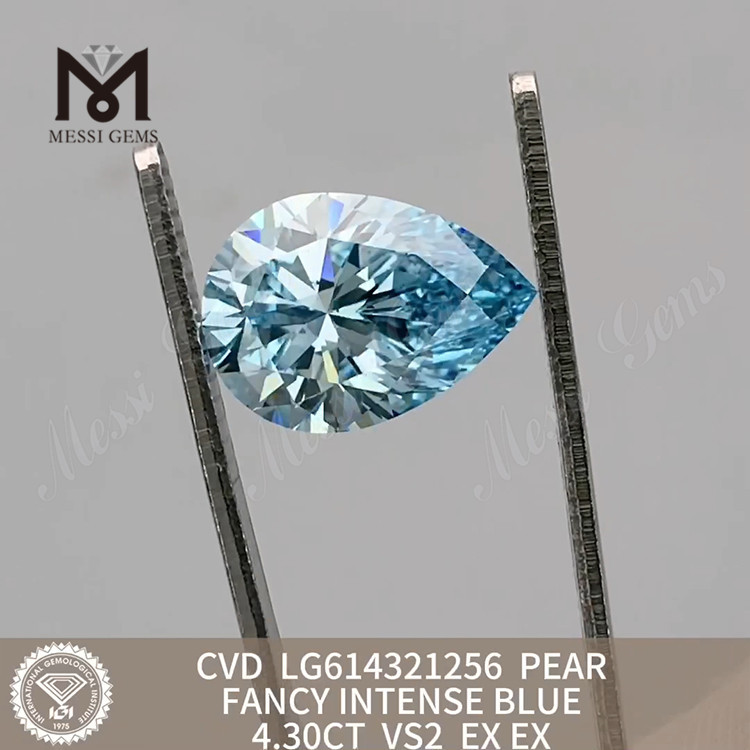 4,30 карата ГРУША, лучшая имитация бриллианта VS2 FANCY INTENSE BLUE丨Messigems CVD LG614321256 