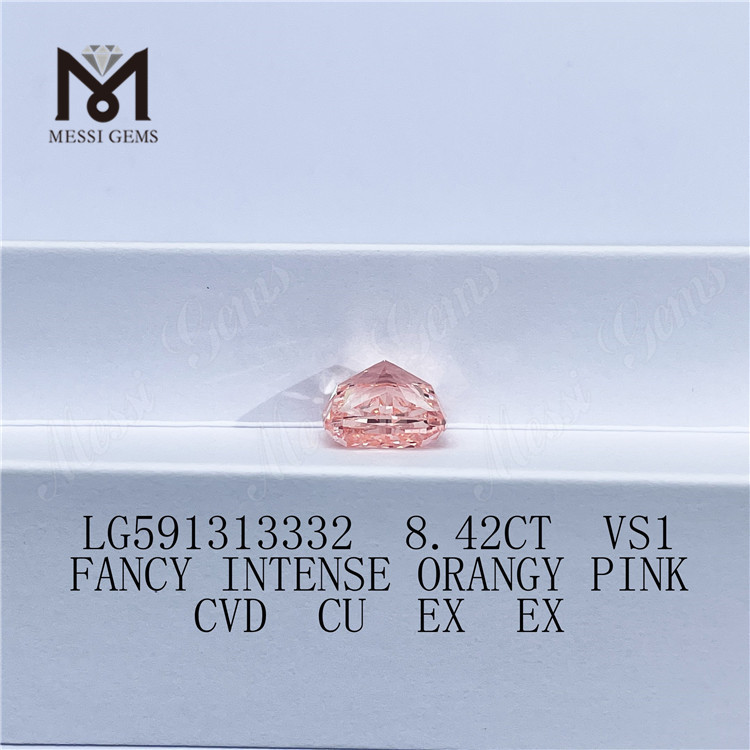 8.42CT VS1 FANCY INTENSE ORANGY PINK CVD CU EX EX Лабораторные розовые бриллианты