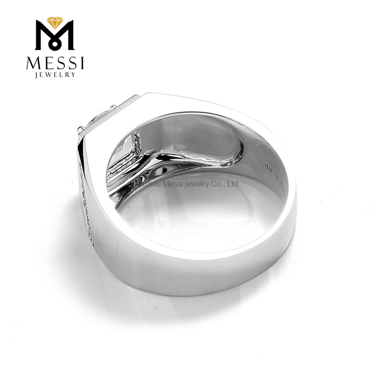 1-каратное обручальное кольцо из белого золота 18 карат для мужчин с круглым муассанитом