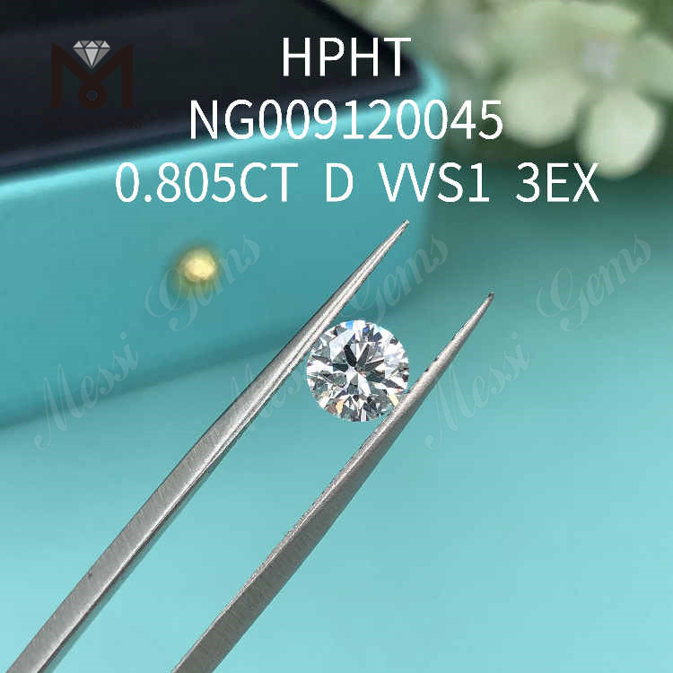 0,805 карата круглый D VVS2 3EX выращенный в лаборатории бриллиант 