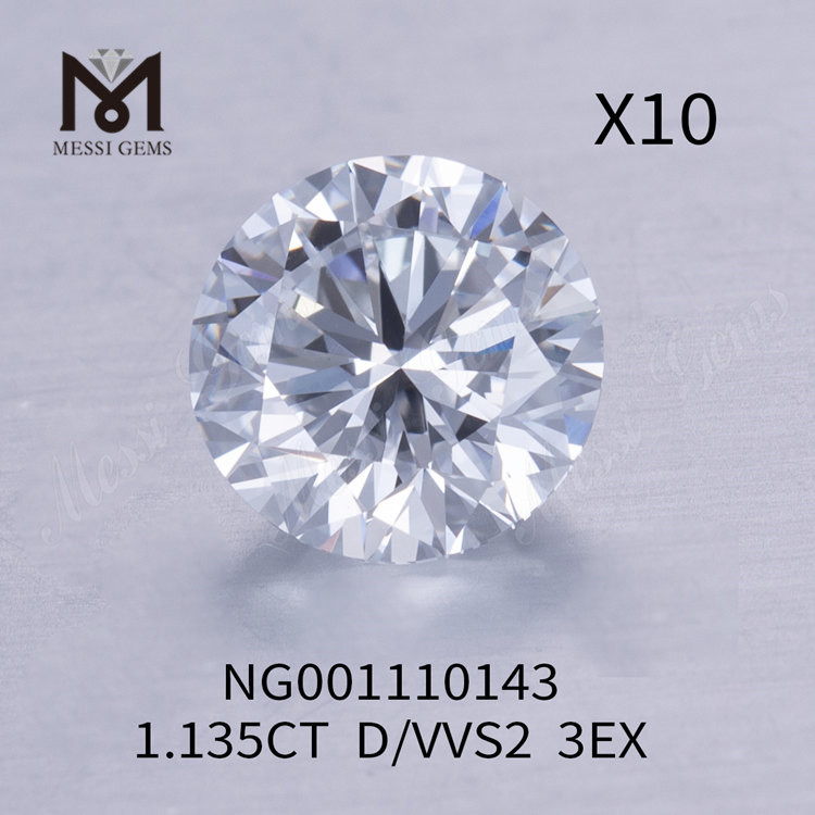 D круглые лабораторные бриллианты 1,135 карата огранки VVS2 EX