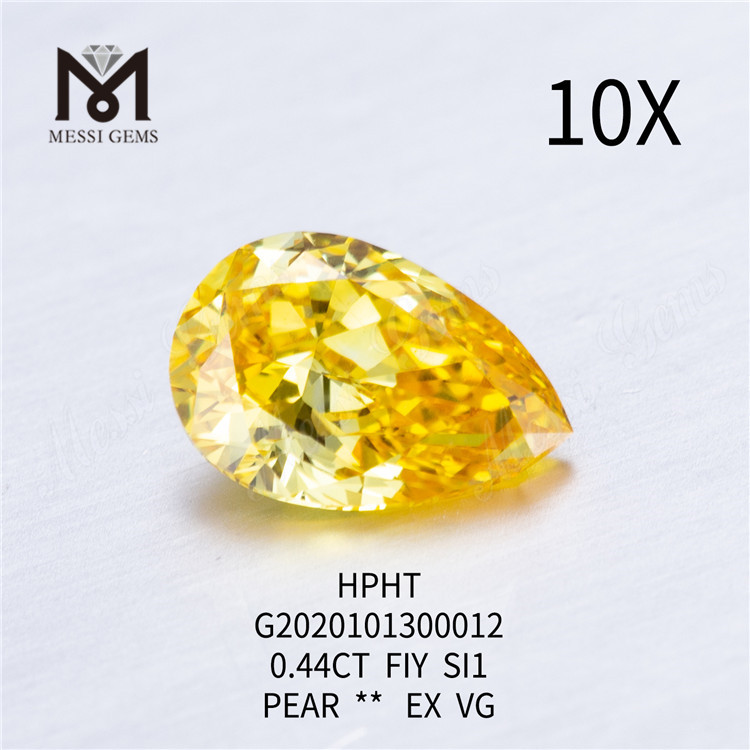 0,44 карата FVY SI1 EX Синтетический желтый бриллиант грушевидной огранки