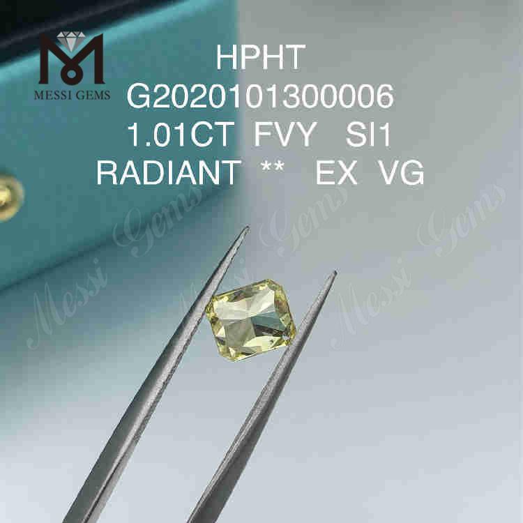 1,01 карата FVY Radiant огранки россыпью лабораторно выращенный бриллиант VG