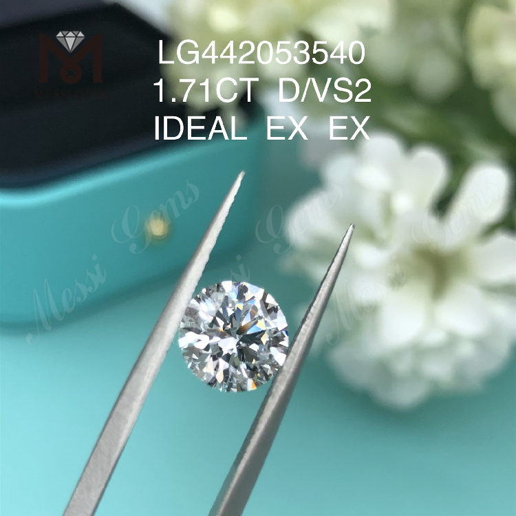 1,71 карат D VS2 IDEAL Китайские бриллианты круглой огранки, выращенные в лаборатории, в продаже