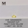GID22000372 1.148CT CVD RADIANT CUT FANCY VIVID YELLOW VS1 EX EX Синтетические бриллианты оптовая цена