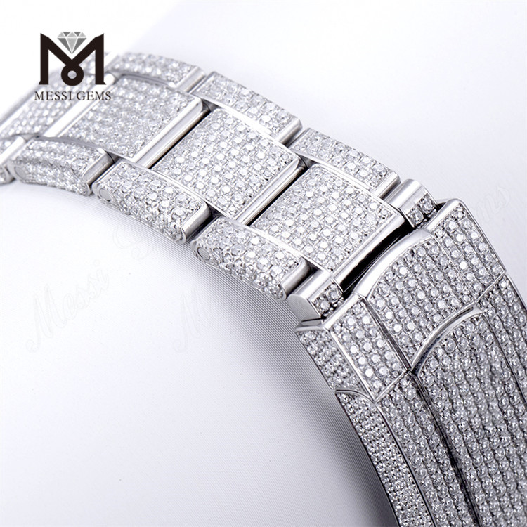 Мужские роскошные часы с ручным набором Iced Out Diamond Vvs Moissanite Watch