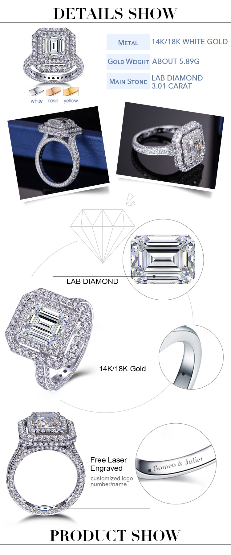 женское кольцо с лабораторным бриллиантом