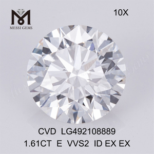 Лабораторный бриллиант E cvd 1,61 карата vvs круглый бриллиант EX lab в продаже