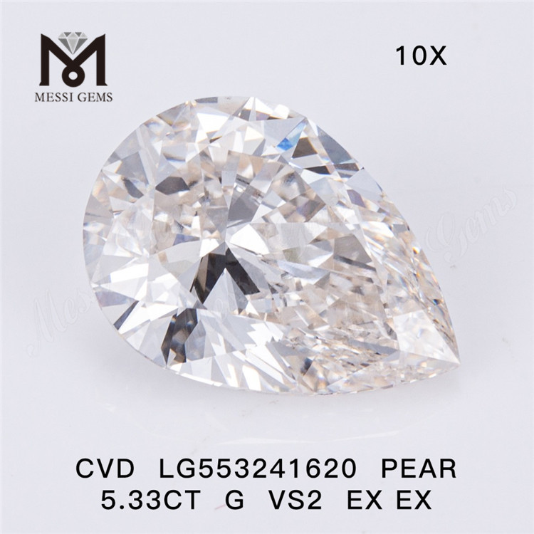 Алмаз G VS2 EX EX хорошего качества, выращенный в лаборатории, 5,33 карата в продаже