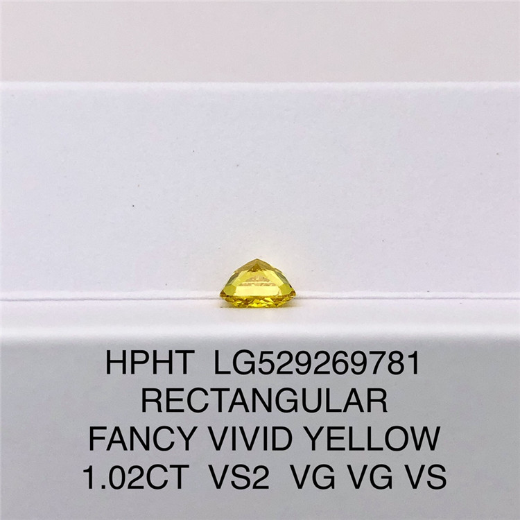 Желтый лабораторный бриллиант VS2 1,02 карата ПРЯМОУГОЛЬНЫЕ бриллианты, выращенные в лаборатории, оптом LG529269781