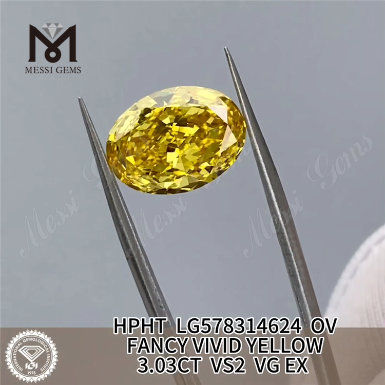 3.03CT OV FANCY VIVID YELLOW VS2 VG EX HPHT Желтый бриллиант LG578314624