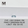 1,35 карата EM VS2 Фантазийные зеленовато-голубые бриллианты, сертифицированные igi, выращенные в лаборатории 丨Messigems LG611353643 