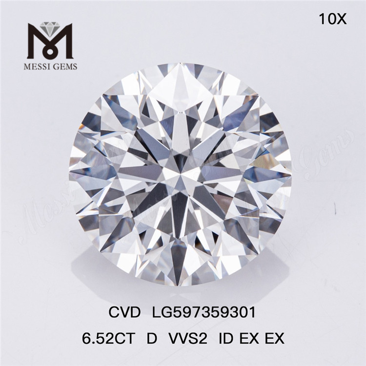 Бриллианты весом 6,52 карата D VVS2 ID EX EX, выращенные в лаборатории CVD CVD Ваш источник оптовых закупок LG597359301丨Messigems