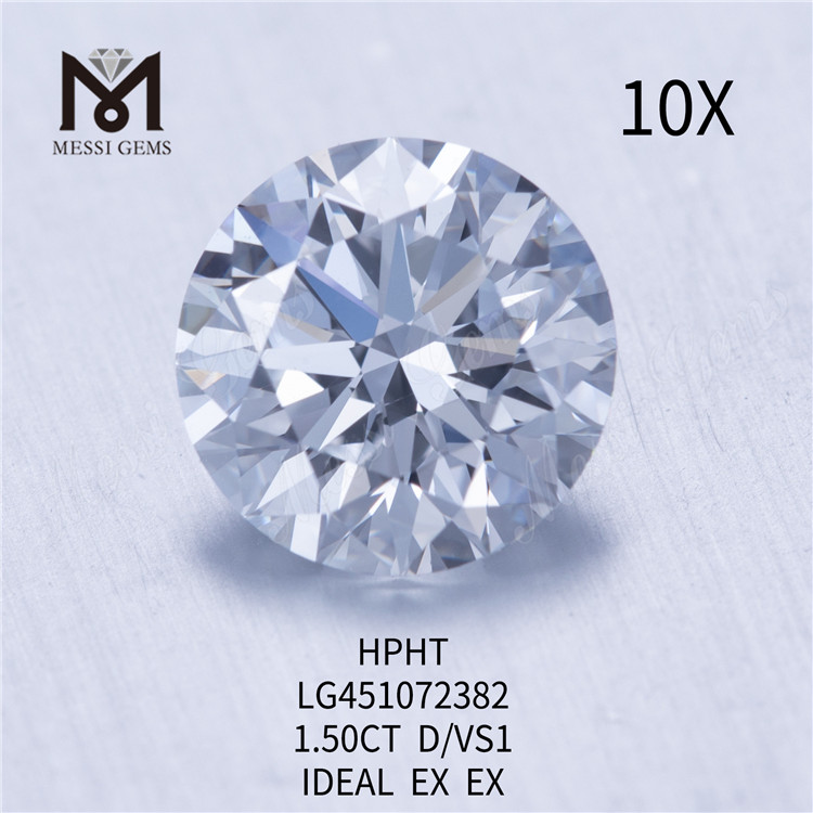 1,50 карат D Круглый бриллиант, выращенный в лаборатории HPHT