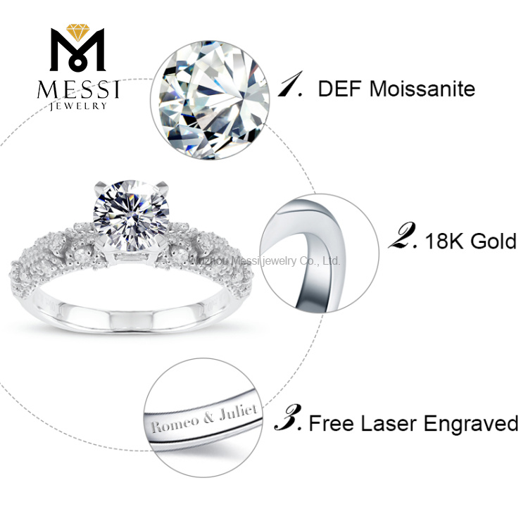 1-каратное белое золото 14K 18K новейшее женское обручальное золотое кольцо с муассанитом