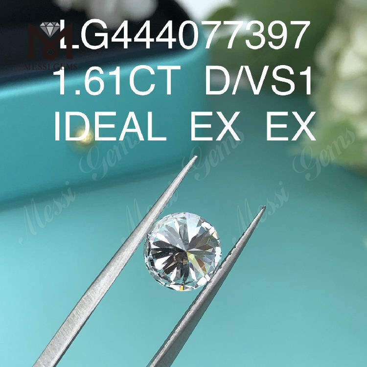 1,61 карат D VS1 IDEAL Лабораторные бриллианты круглой огранки
