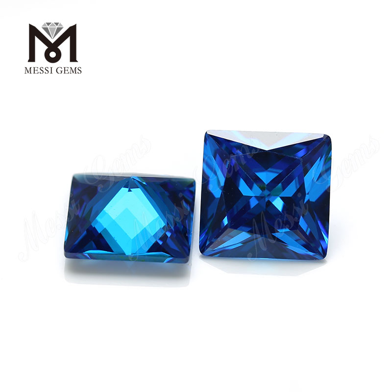 Высокое качество квадратной формы 12*12 мм голубой топаз CZ кубический цирконий камень цена