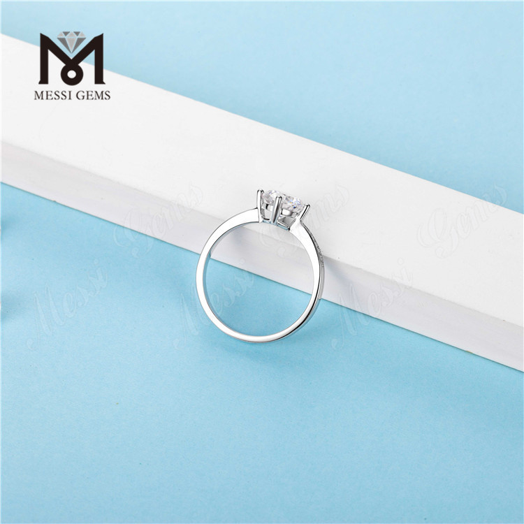 Кольцо для помолвки из стерлингового серебра 925 пробы с муассанитом и бриллиантом круглой формы Messi Gems весом 1 карат