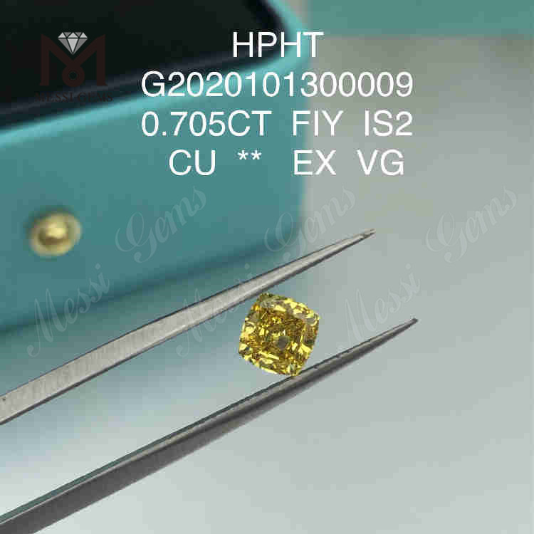 0,705 карат бриллианты FIY, созданные человеком, огранки «кушон», SI2