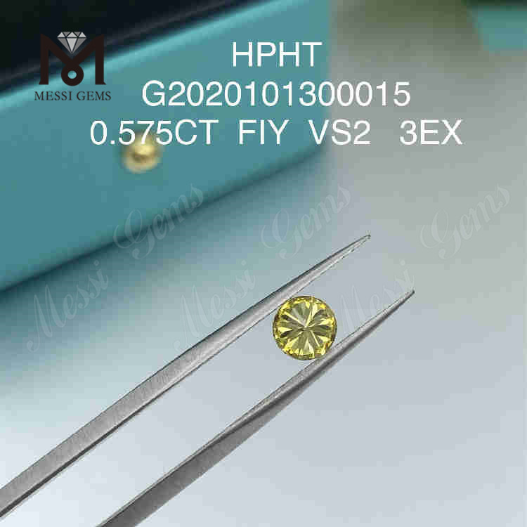 0,575 карата FIY VS2 3EX Круглые желтые бриллианты лабораторной работы