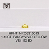 Выращенный в лаборатории сияющий бриллиант огранки VS1 EX EX Fancy Vivid Yellow Radiant огранки 1,10 карата
