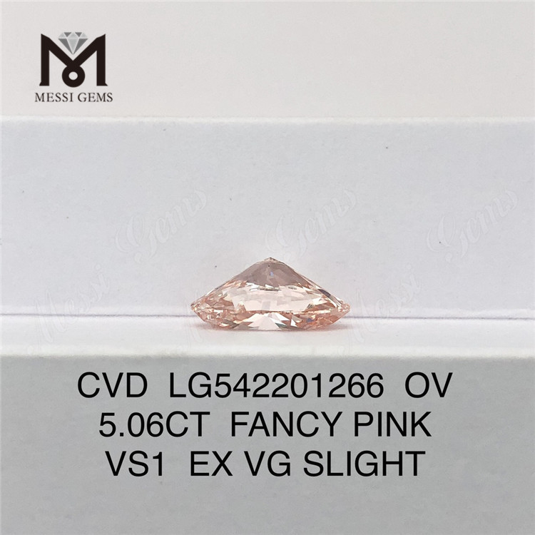 5.06ct vs1 EX VG Светлый фантазийный розовый бриллиант высокого качества, выращенный в лаборатории 