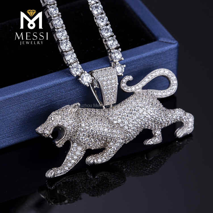 ледяная муассанитовая цепочка, сделай сам, серебряное ожерелье в стиле хип-хоп, леопардовое ожерелье