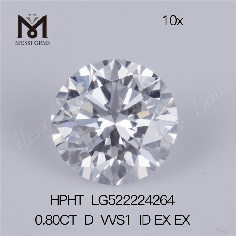 Круглая форма 0,8 карата D/ VVS1 ID EX EX Выращенный в лаборатории алмаз HPHT Certificate Оптовая цена 