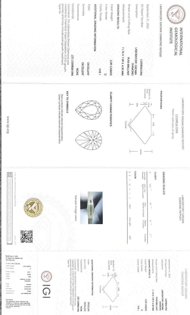 Сертификат на бриллиант CVD 2 карата