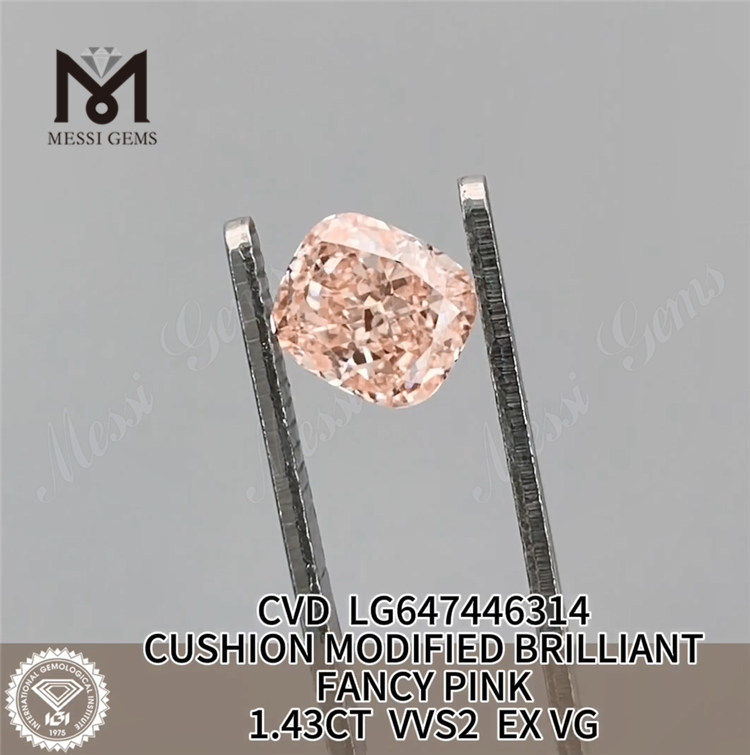 1,43 карата CUSHION FANCY PINK VVS2, искусственные бриллианты CVD LG647446314