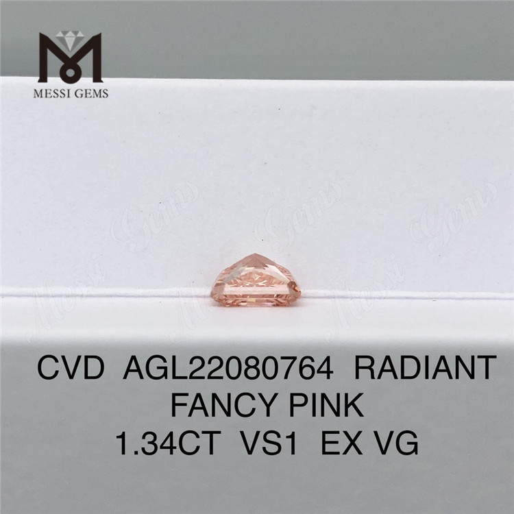 Розовые лабораторные бриллианты 1,34 карата оптом RADIANT FANCY PINK VS1 EX VG CVD AGL22080764