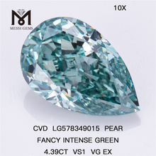 4,39 карата Груша FANCY INTENSE GREEN VS1 VG EX CVD Зеленый бриллиант LG578349015
