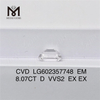 Бриллианты 8,07 карата D VVS2 EX EX 8 карат EM, выращенные в лаборатории CVD бриллианты CVD LG602357748