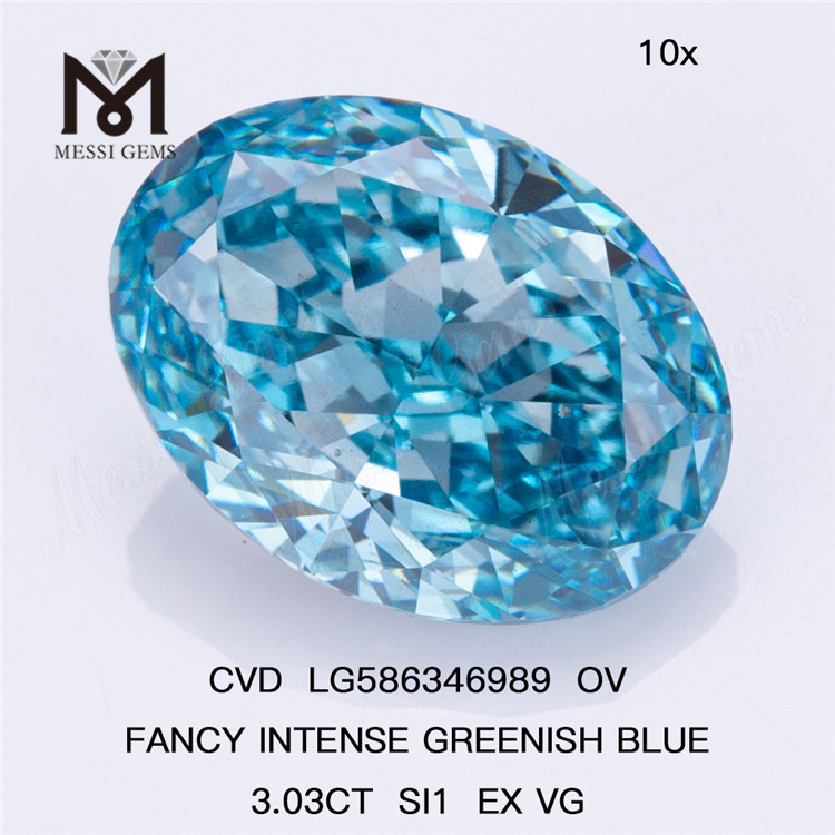 Синий бриллиант OV 3 карата Цена SI1 EX VG ФАНСИ ИНТЕНСИВНЫЙ ЗЕЛЕНО-СИНИЙ бриллиант CVD LG586346989