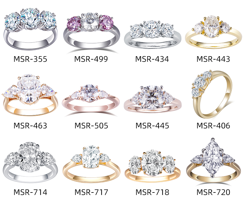 18-каратное розовое золото женское обручальное свадебное кольцо с тремя камнями бриллиантовое кольцо