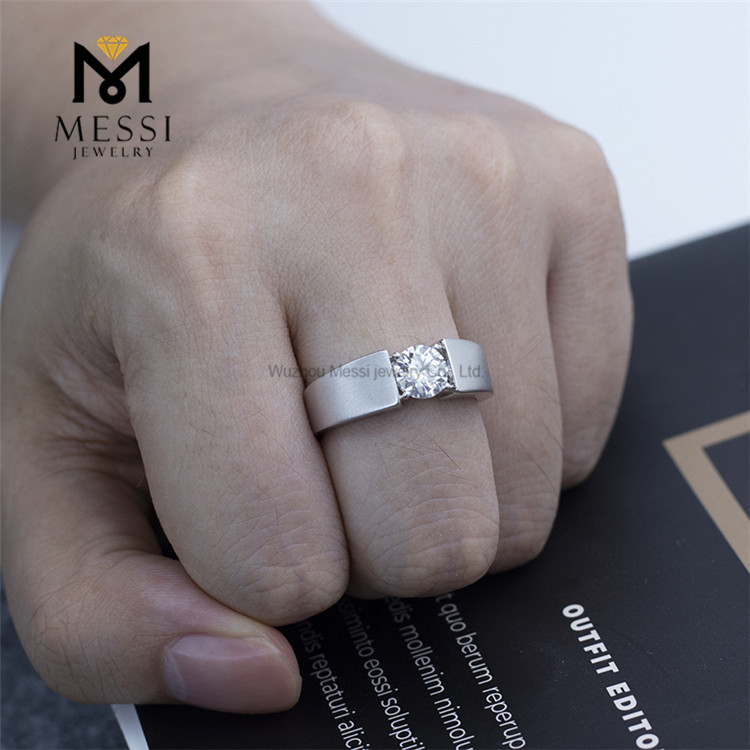Мужские кольца на палец с круглым бриллиантом из белого золота 18 карат, выращенным в лаборатории