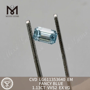 1,13 карата VVS2 CVD FANCY BLUE EM Lab Diamond Solitaire IGI Diamonds Brilliance丨Messigems LG611353640 