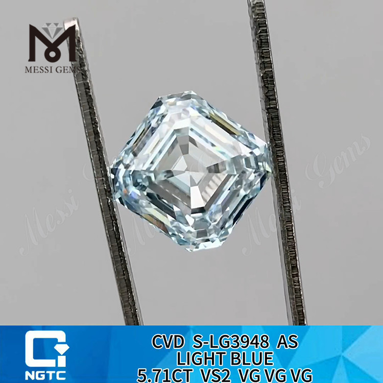 Продажа синтетических бриллиантов 5.71CT VS2 AS LIGHT BLUE 丨Messigems CVD S-LG3948 