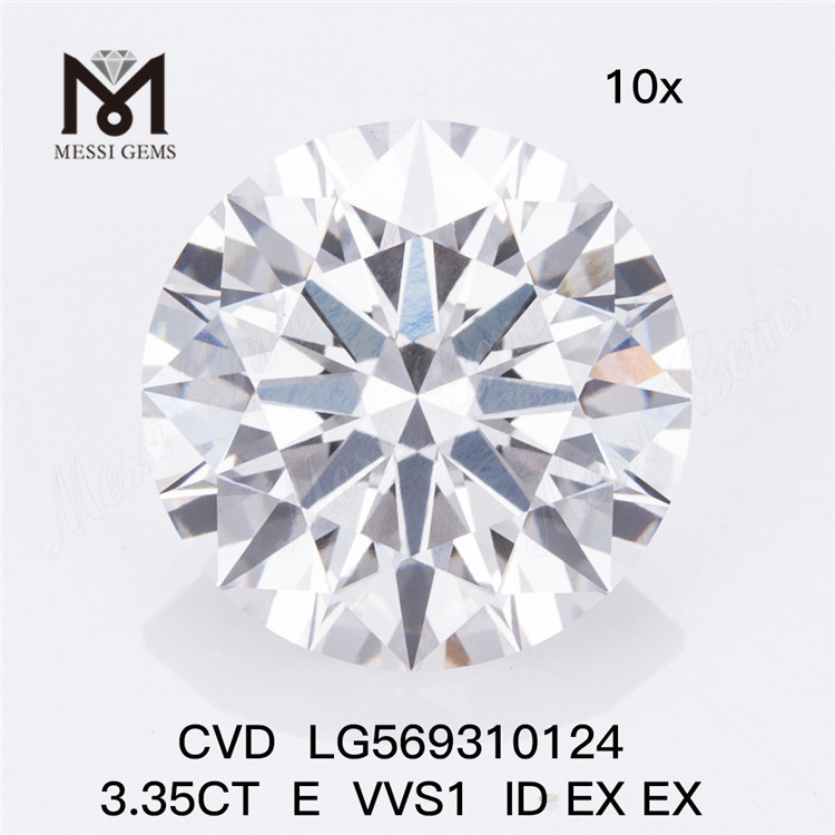 Сертифицированные бриллианты, выращенные в лаборатории, 3,35 карата E VVS1 ID EX EX