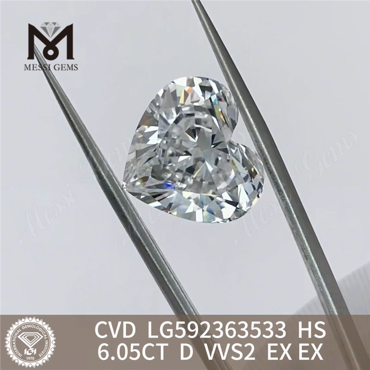 6,05CT D VVS2 EX EX CVD Diamonds HS Ваш партнер по оптовой перепродаже CVD LG592363533丨Messigems