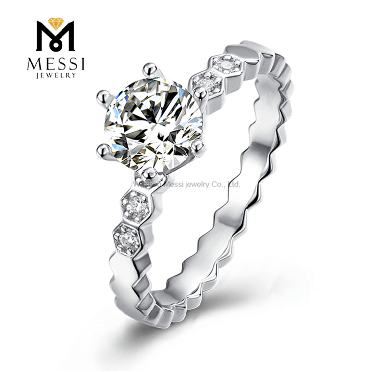 Высококачественное обручальное кольцо из стерлингового серебра 925 пробы с покрытием из белого золота 14 карат DEF из муассанита