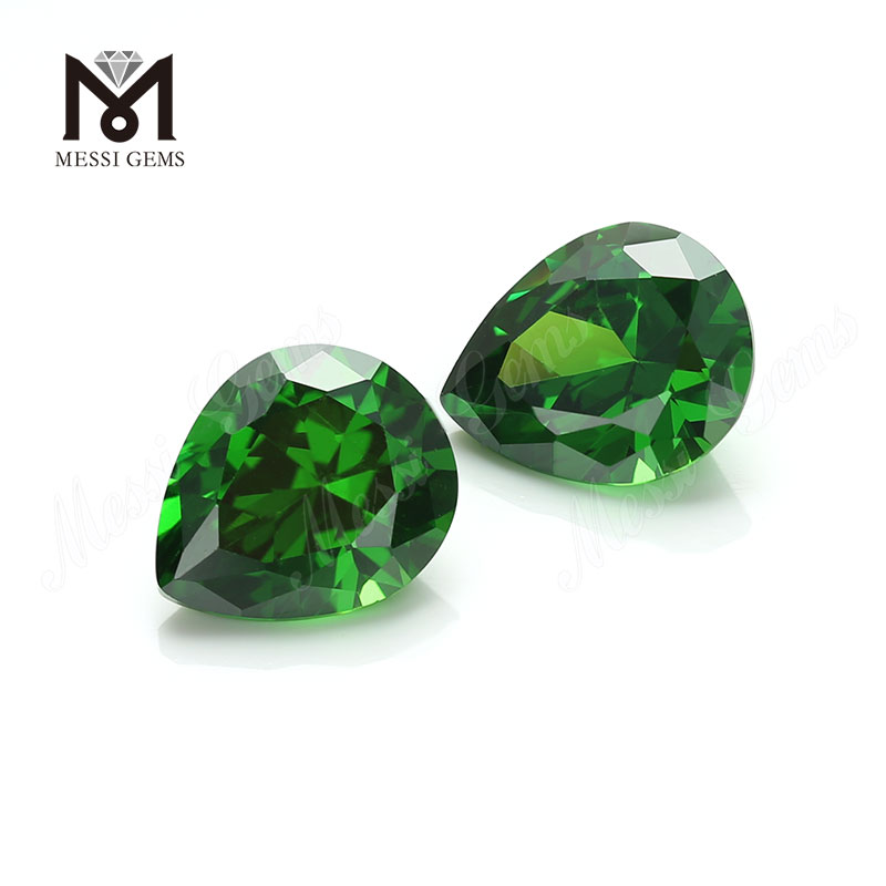 4*6 зеленых драгоценных камней в форме груши, искусственный кубический цирконий