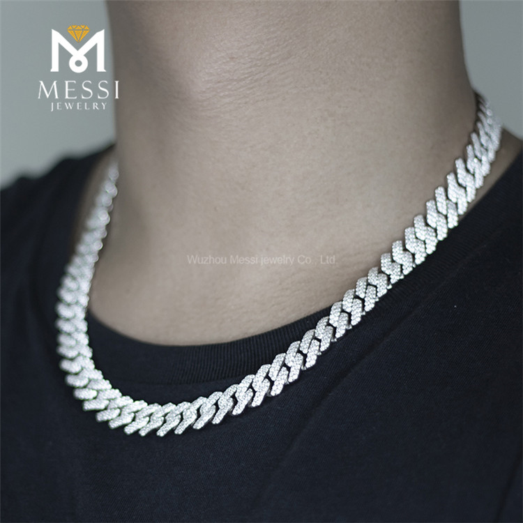 22-дюймовое мужское хип-хоп индивидуальное ожерелье CZ Silver Cuban Link Chain Chain