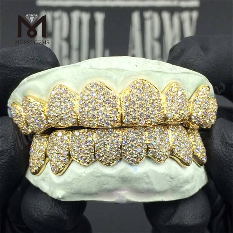 изготовленные на заказ 18-каратные золотые зубы грильз муассанитовый бриллиант грильз