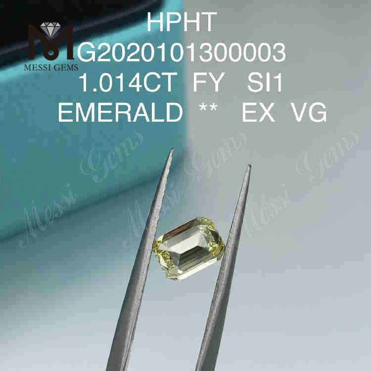 Выращенный в лаборатории бриллиант огранки FVY изумрудной огранки 1,014 карата SI1